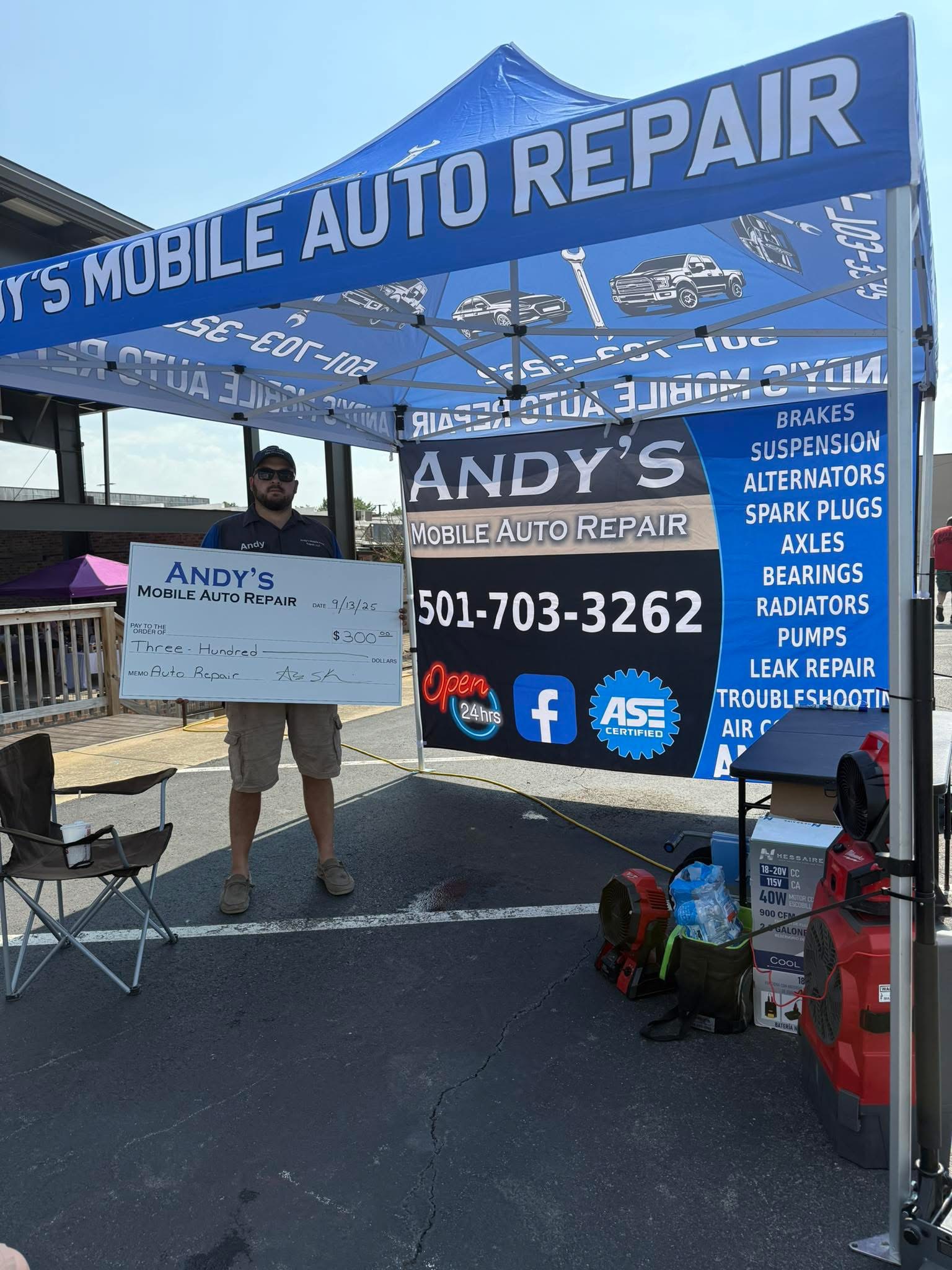 Andy's community giveaway booth